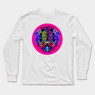 floral ornament tree of life ecopop in totonac pattern vector skull arts Long Sleeve T-Shirt